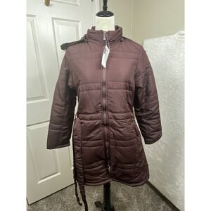 Perseverance Girls XL or Women's S Puffer Coat Jacket Brown Hooded Belted‎